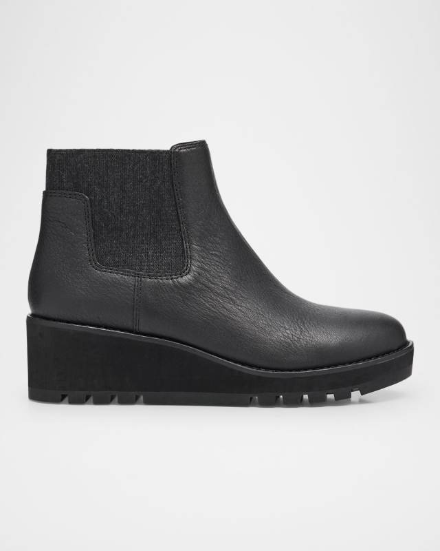 Leather Wedge Chelsea Booties